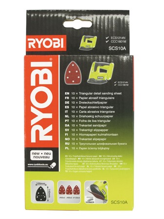 Hörnslippapper 3xK60 + 3xK80 + 4xK120 SCS10A Ryobi 10-pack